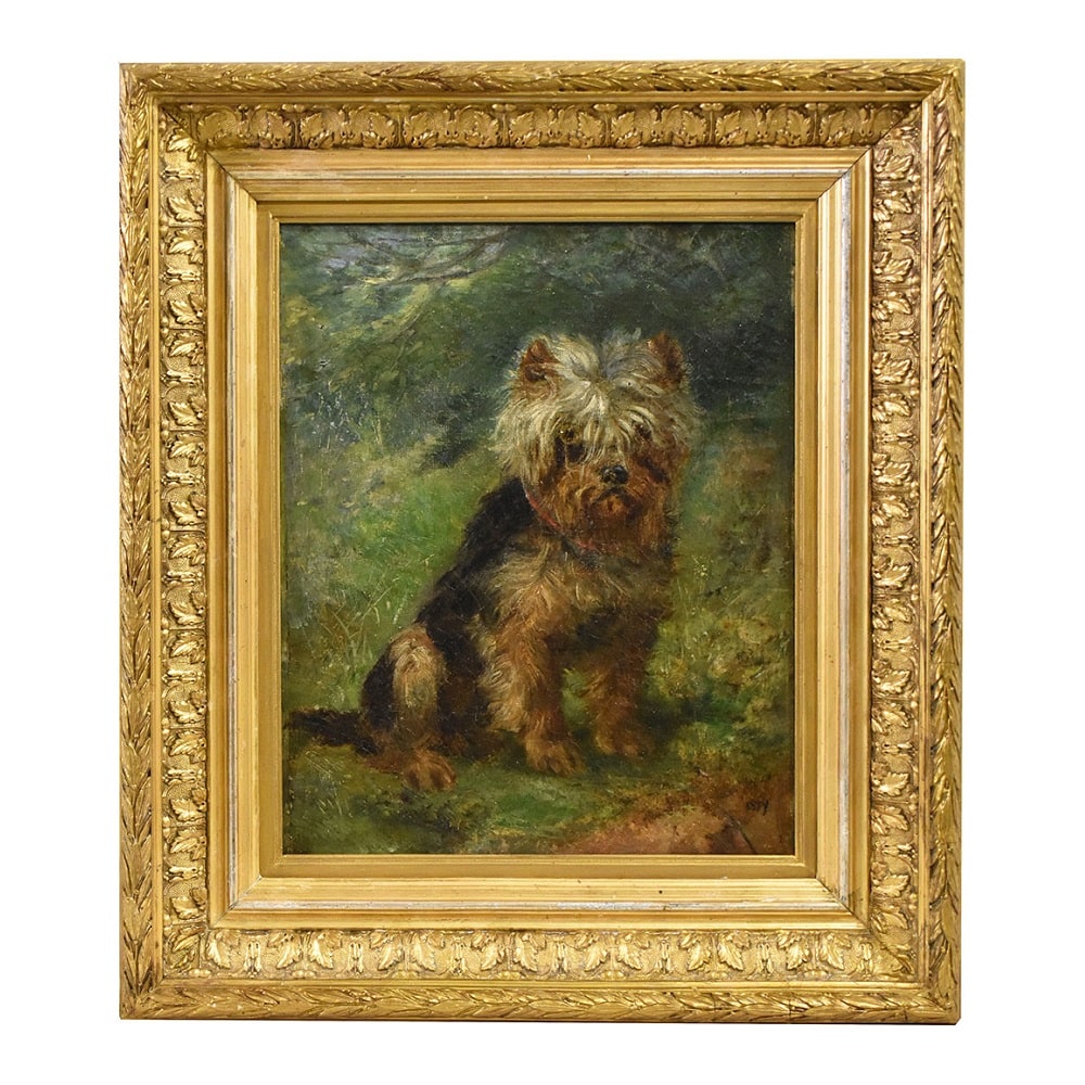 QA479 1a antique oil painting dog painting XIX century.jpg